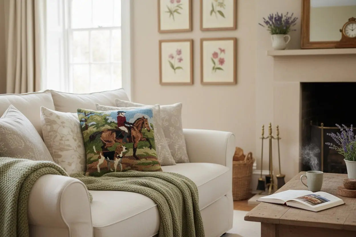 English Hunt Wool Hook Pillow - Bridle Up Hope Shop