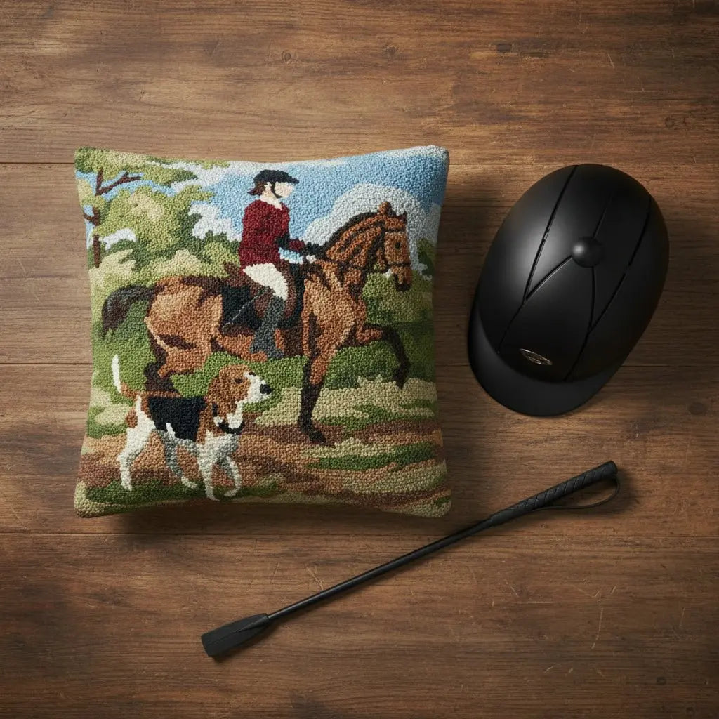 English Hunt Wool Hook Pillow - Bridle Up Hope Shop