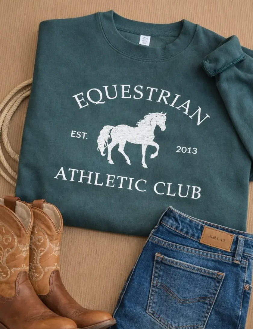 Equestrian Athletic Club Sweatshirt (Green) - Bridle Up Hope Shop