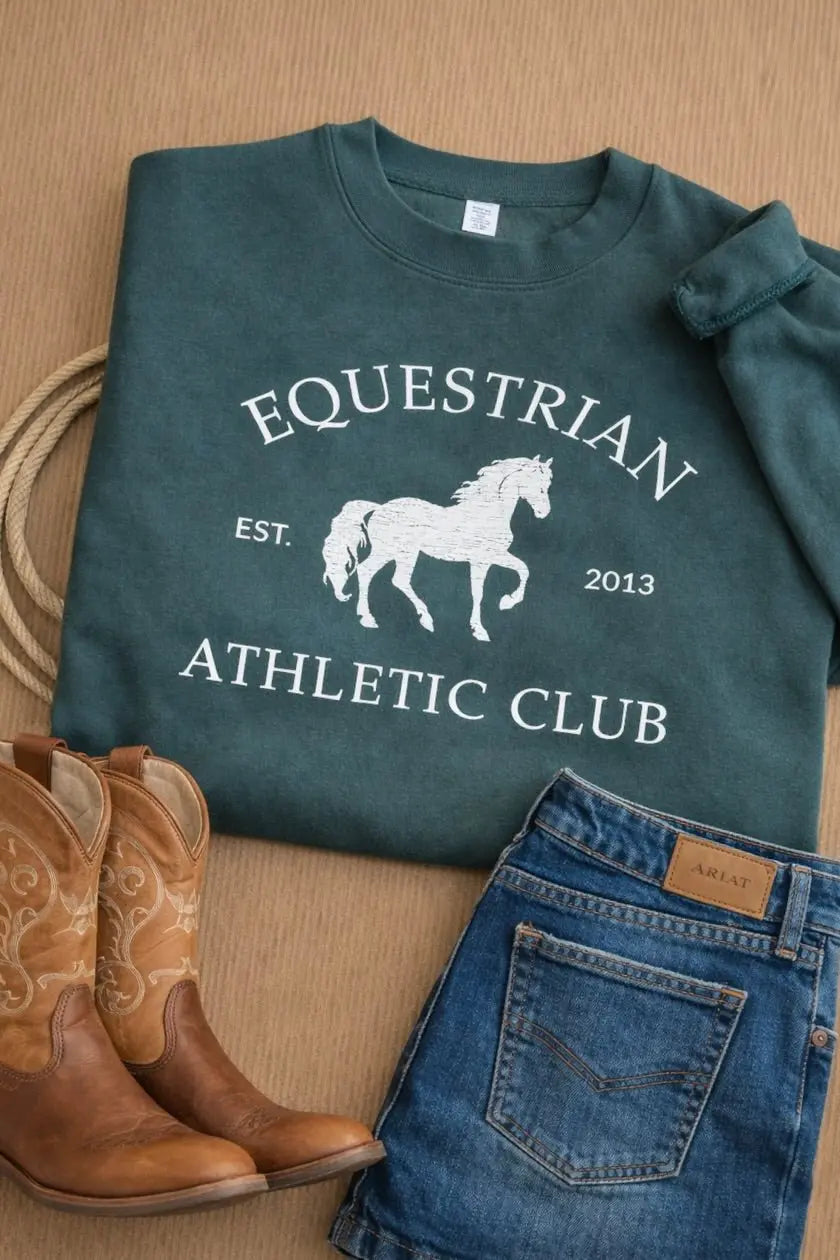 Equestrian Athletic Club Sweatshirt (Green) - Bridle Up Hope Shop