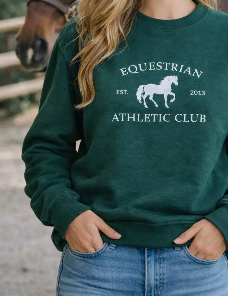 Equestrian Athletic Club Sweatshirt (Green) - Bridle Up Hope Shop