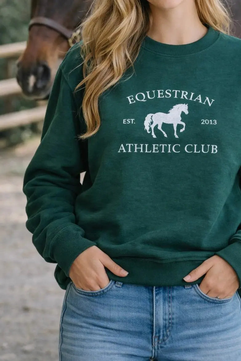 Equestrian Athletic Club Sweatshirt (Green) - Bridle Up Hope Shop