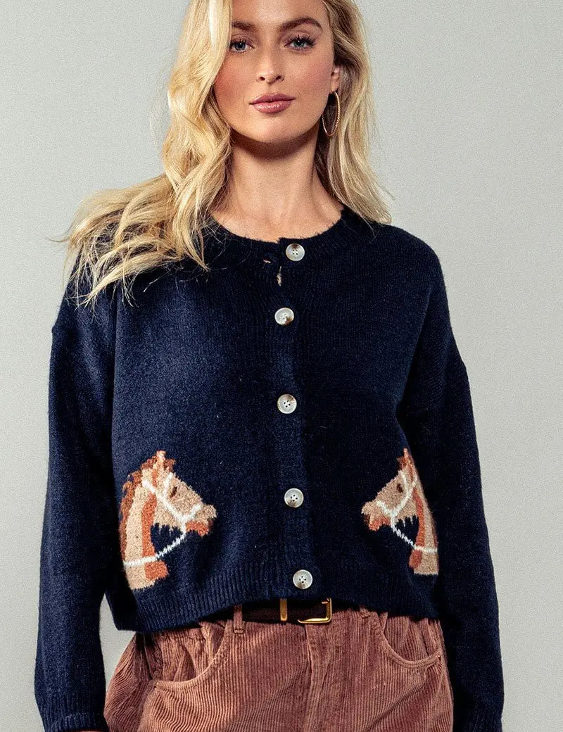 Equestrian Dream Cropped Cardigan - Bridle Up Hope Shop