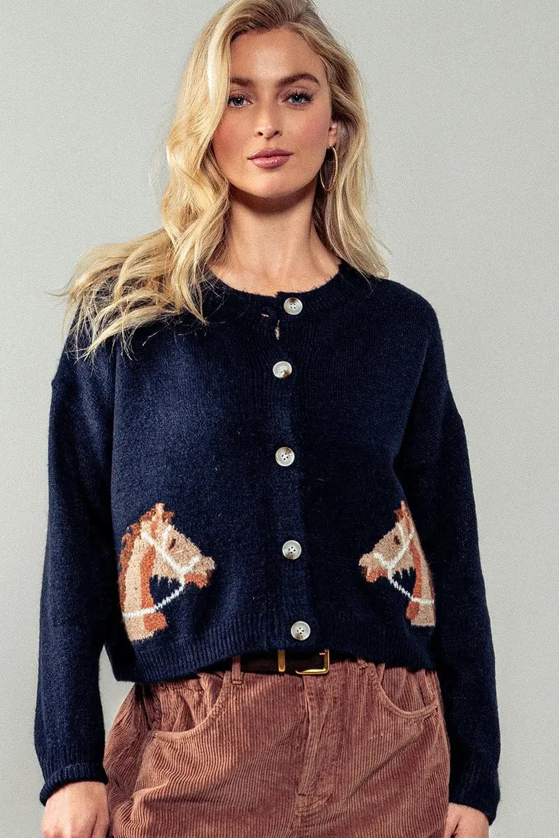 Equestrian Dream Cropped Cardigan - Bridle Up Hope Shop