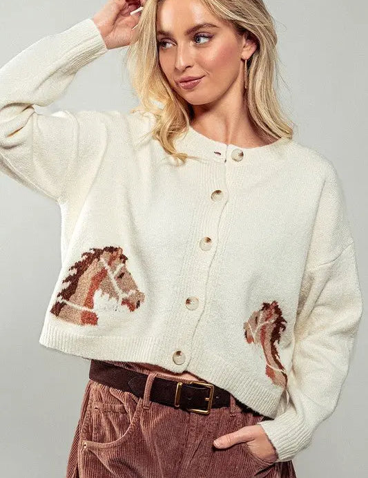 Equestrian Dream Cropped Cardigan - Bridle Up Hope Shop