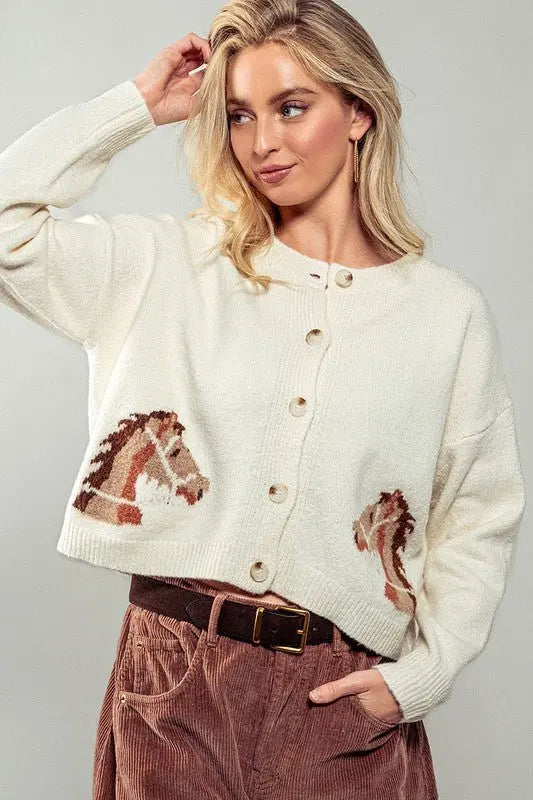 Equestrian Dream Cropped Cardigan - Bridle Up Hope Shop