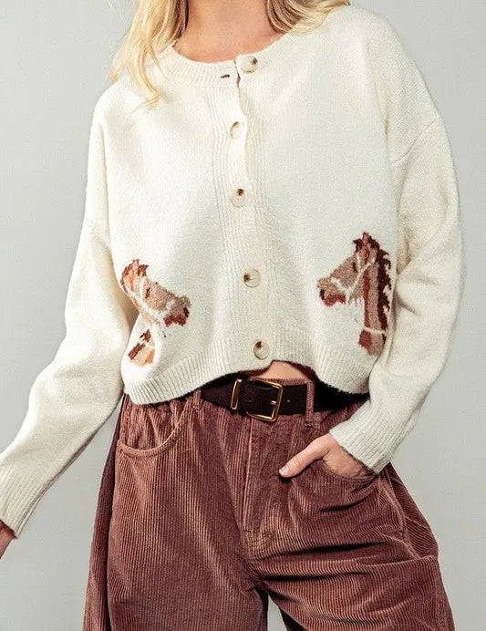 Equestrian Dream Cropped Cardigan - Bridle Up Hope Shop