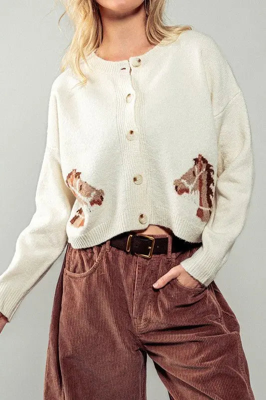 Equestrian Dream Cropped Cardigan - Bridle Up Hope Shop