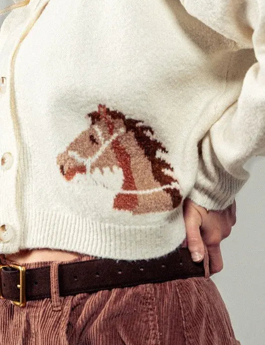 Equestrian Dream Cropped Cardigan - Bridle Up Hope Shop