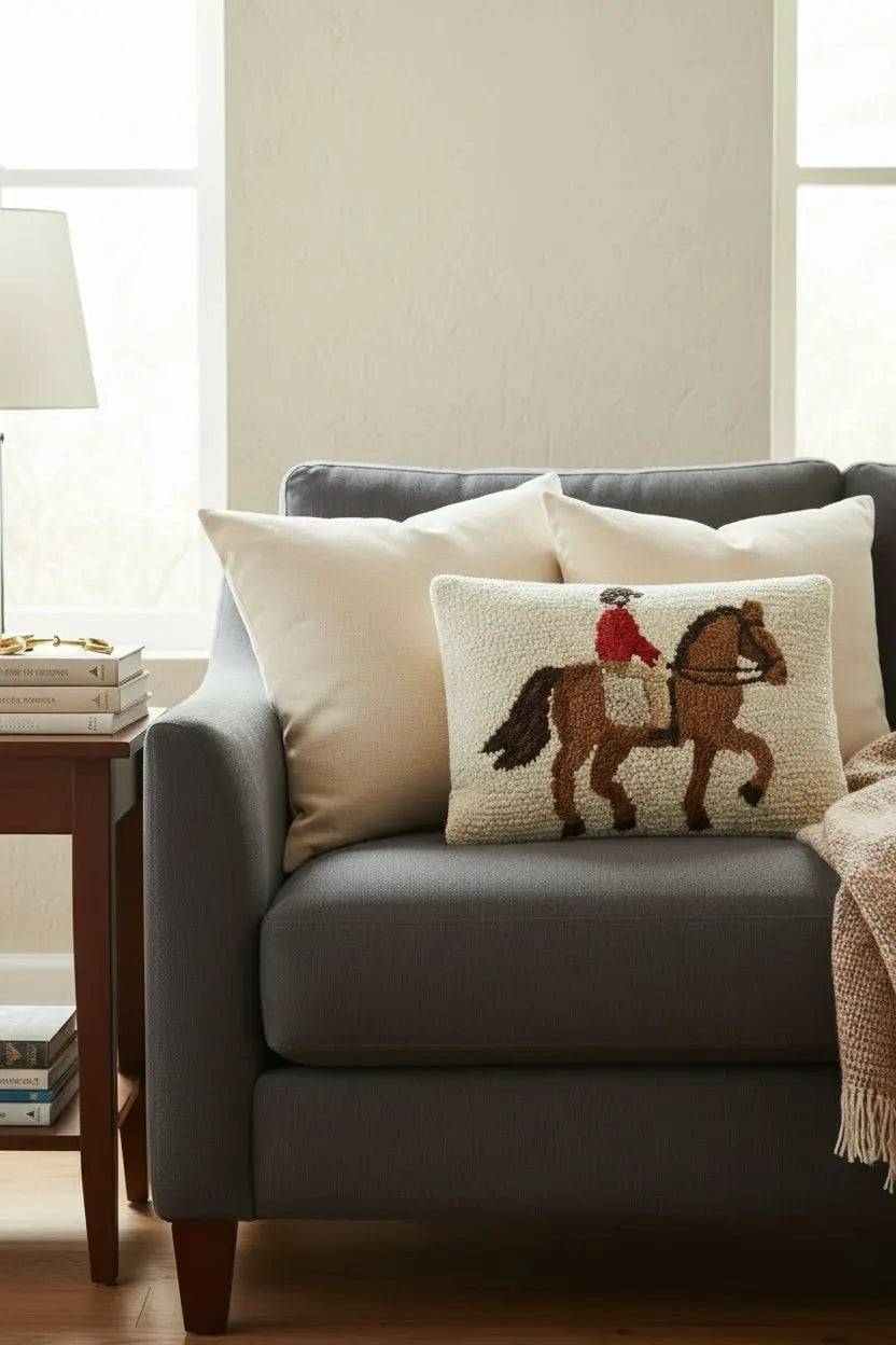 Equestrian Rider Wool Hook Pillow - Bridle Up Hope Shop