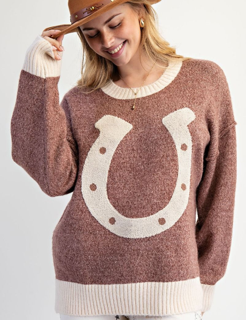 Classy Horseshoe Sweater Brown