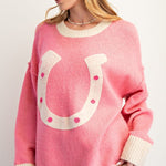 Classy Horseshoe Sweater Pink
