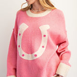 Classy Horseshoe Sweater Pink