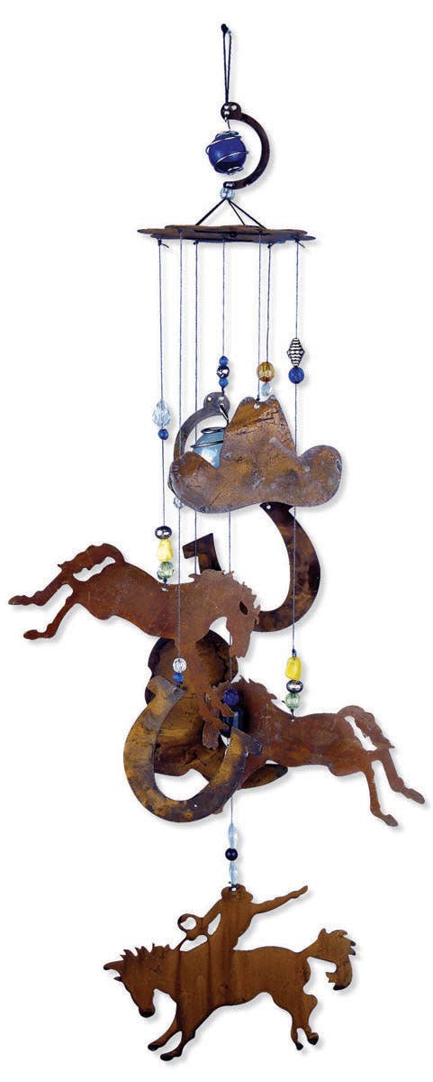 bronco cowboys wind chime