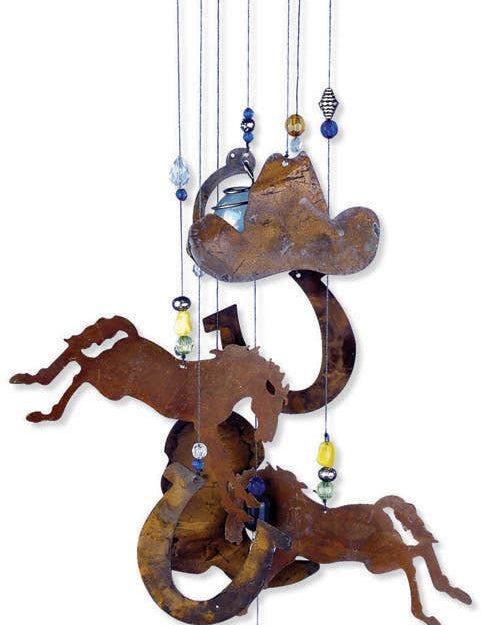 bronco cowboys wind chime