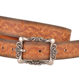 Silver Filigree Buckle Tooled Western Belt