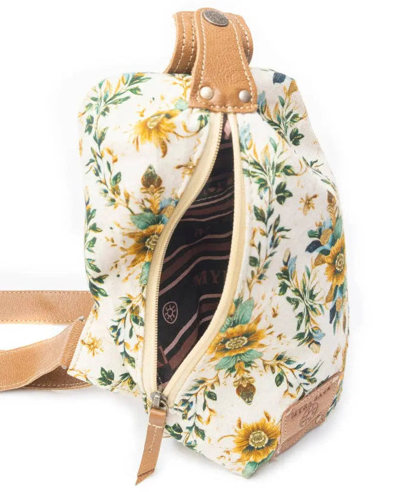 Oasis Blooms Fanny Pack Bag In Brown & White Myra Bag