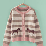 Horse Country Striped Cardigan (Pink)