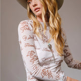 howdy cowgirl mesh top