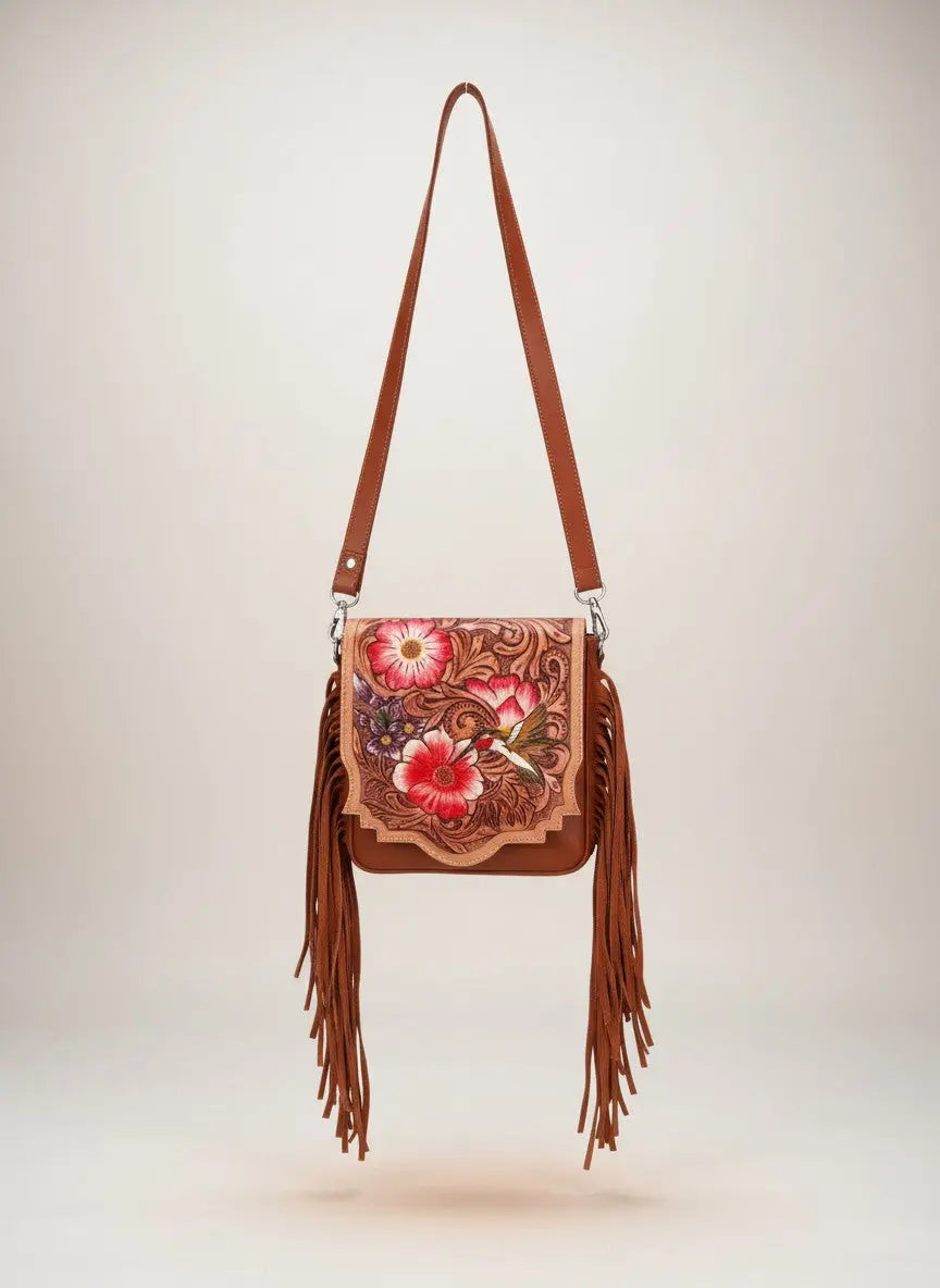 Leather Hand Tooled Crossbody Bag Faire - Sixtease Bags USA