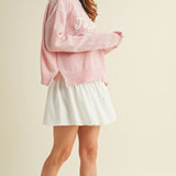 Howdy Pink Embroidered Knit Sweater