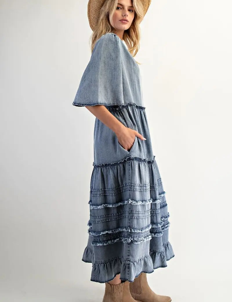 Fanny Western Denim Dress - Bridle Up Hope Shop