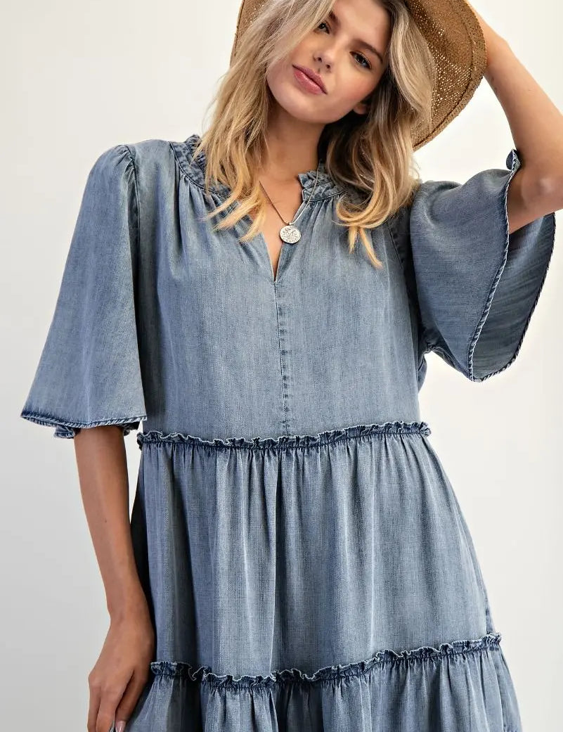 Fanny Western Denim Dress - Bridle Up Hope Shop