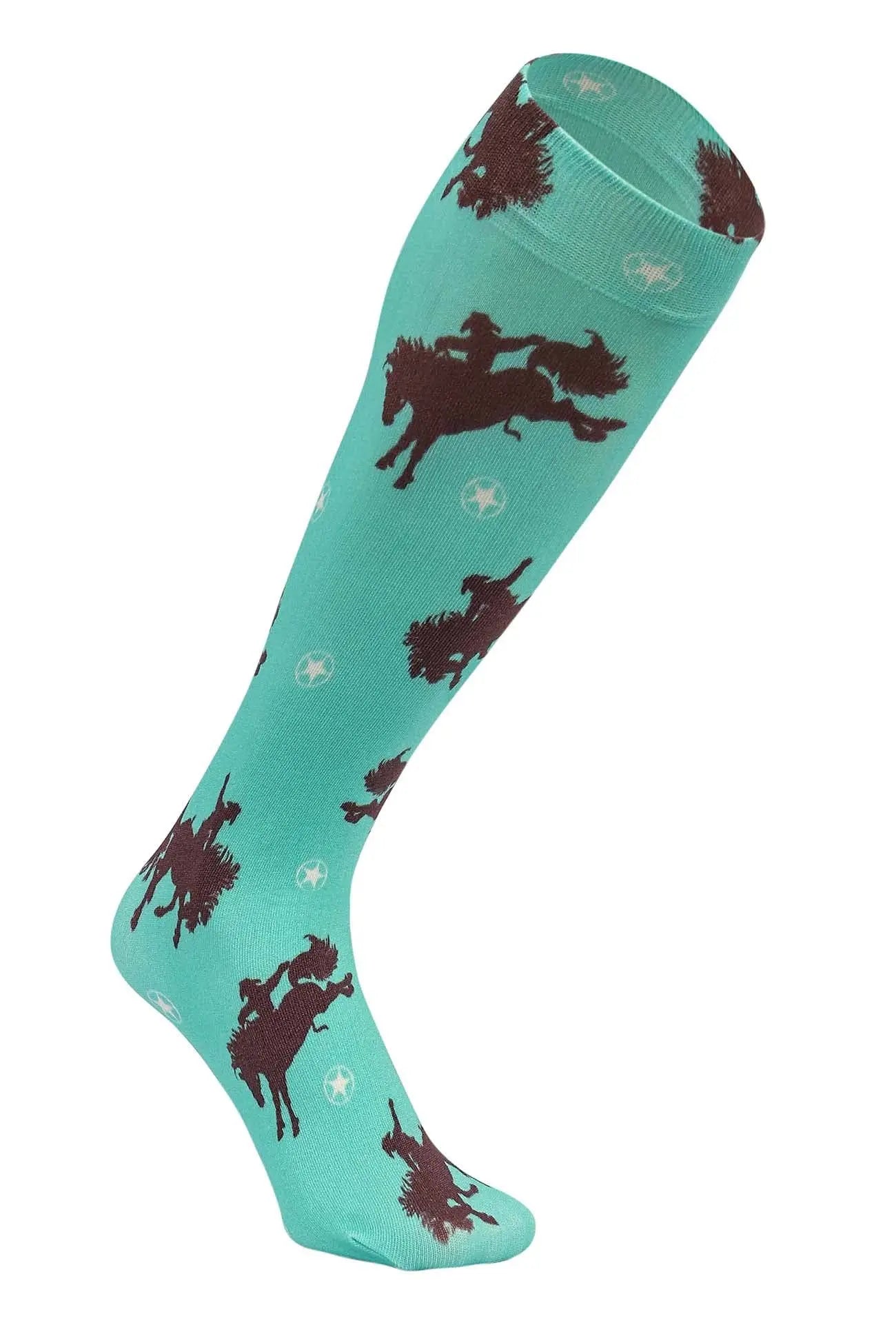 AWST Int'l Lila Bucking Horses Socks Faire - AWST