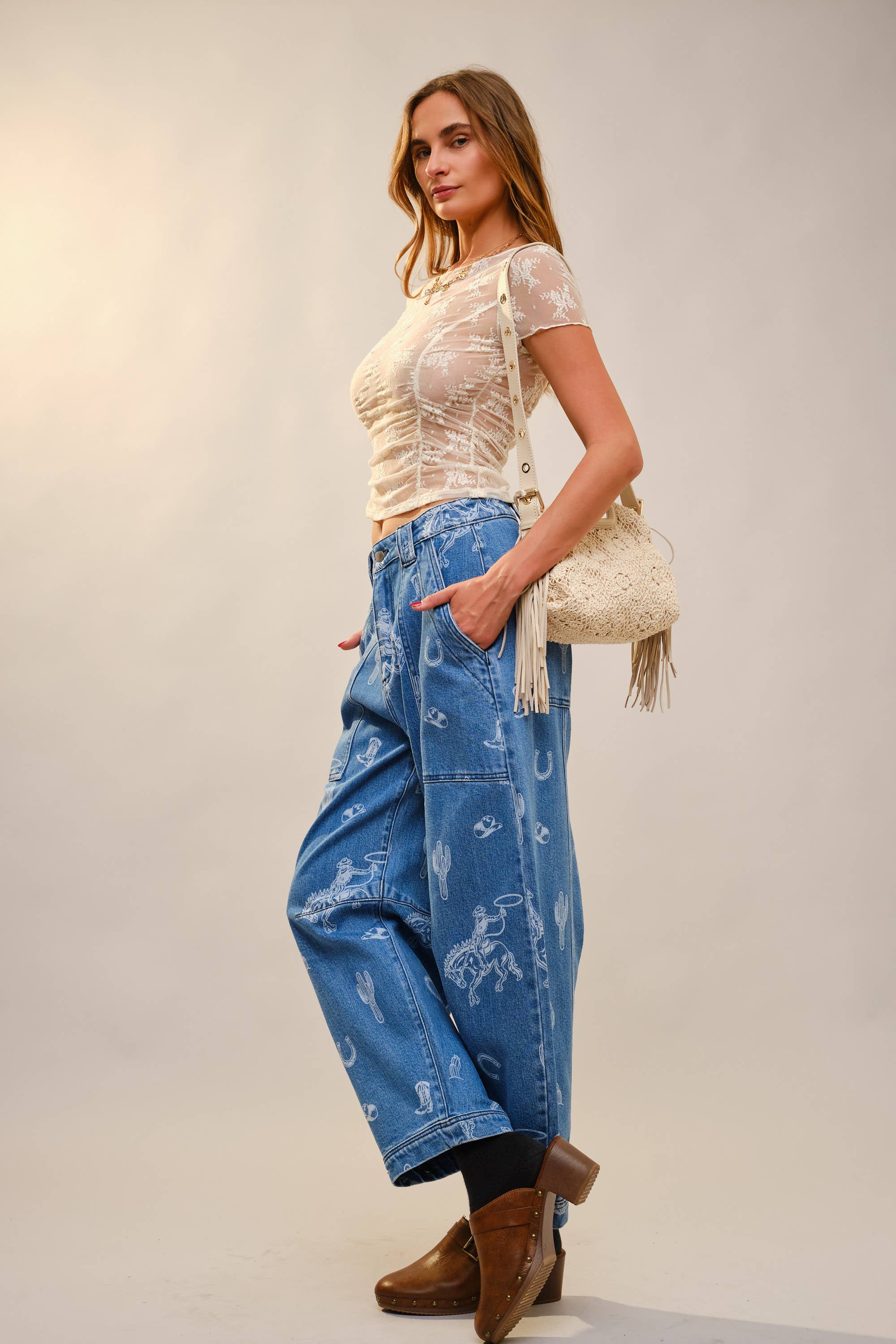 Western Barrel Leg Denim Jean