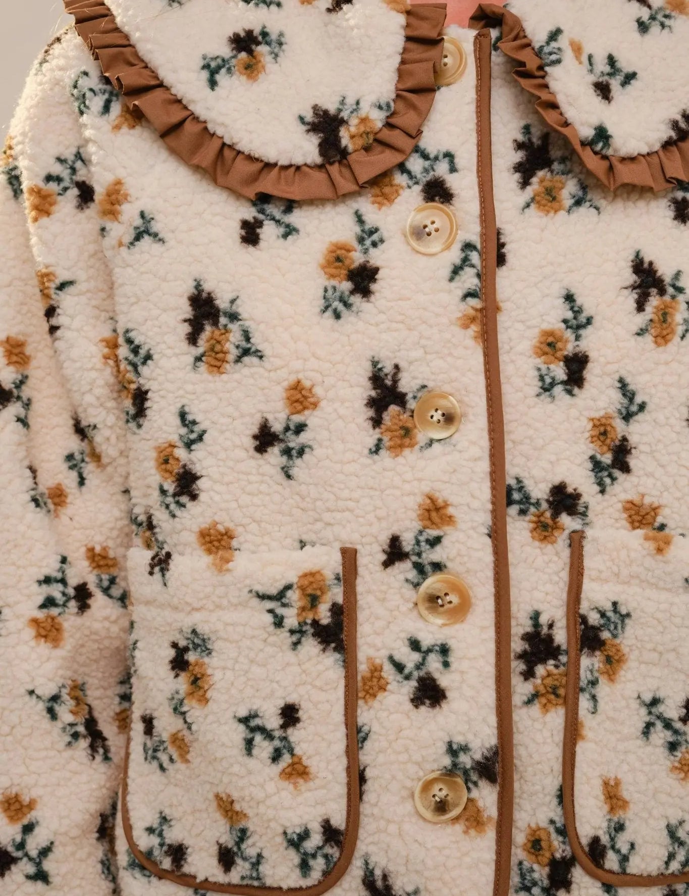 Floral Ruffle Western Sherpa Jacket - Bridle Up Hope Shop