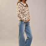 Floral Ruffle Western Sherpa Jacket - Bridle Up Hope Shop