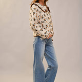 Floral Ruffle Western Sherpa Jacket - Bridle Up Hope Shop