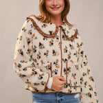 Floral Ruffle Western Sherpa Jacket - Bridle Up Hope Shop