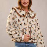 Floral Ruffle Western Sherpa Jacket - Bridle Up Hope Shop