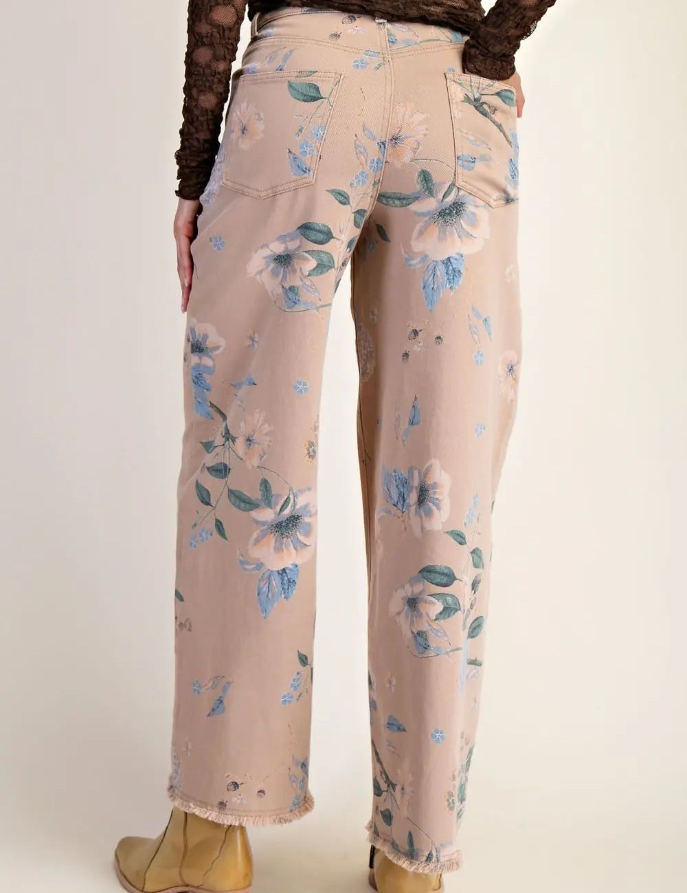 Floral Soft Twill Stretch Pants - Bridle Up Hope Shop