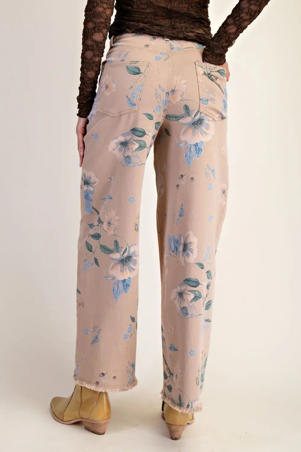 Floral Soft Twill Stretch Pants - Bridle Up Hope Shop