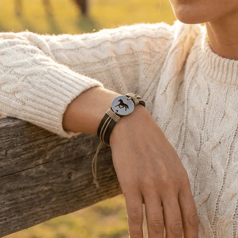 Free Rein Horse Leather Bracelet - Bridle Up Hope Shop