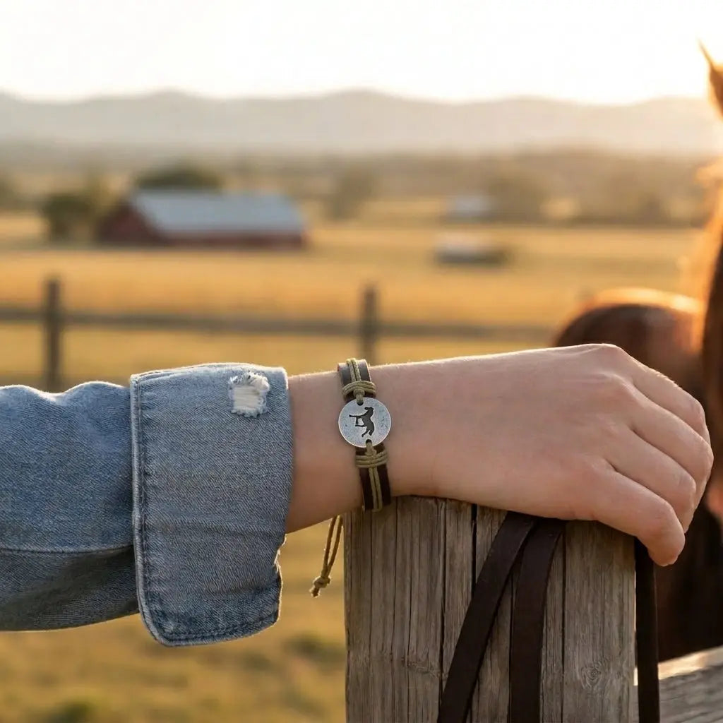 Free Rein Horse Leather Bracelet - Bridle Up Hope Shop