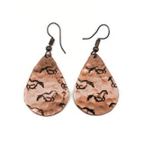 Galloping Horses Copper Engraved Earrings - Bridle Up Hope Shop