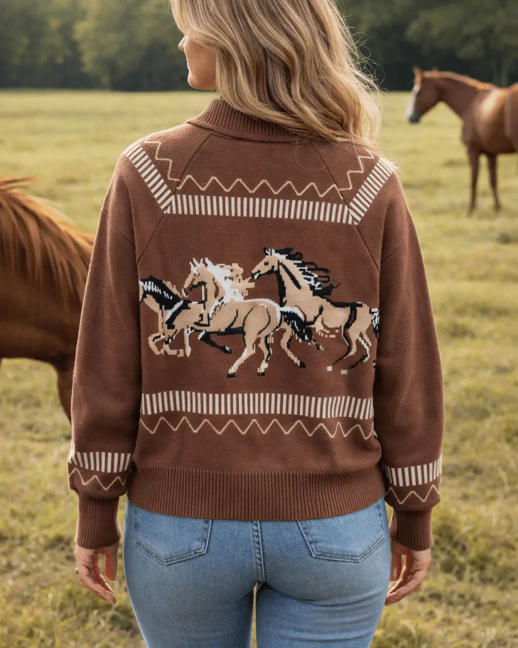 Galloping Horses Zip Cardigan - Bridle Up Hope Shop