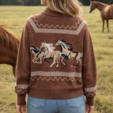 Galloping Horses Zip Cardigan - Bridle Up Hope Shop