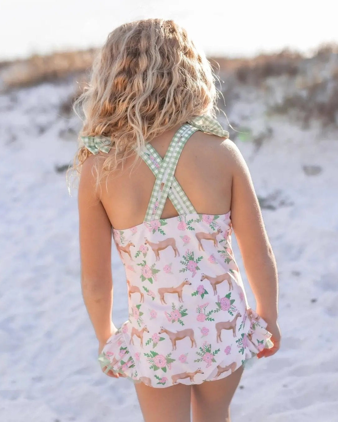 Girls Horse Ruffle Swimsuit - Bridle Up Hope Shop