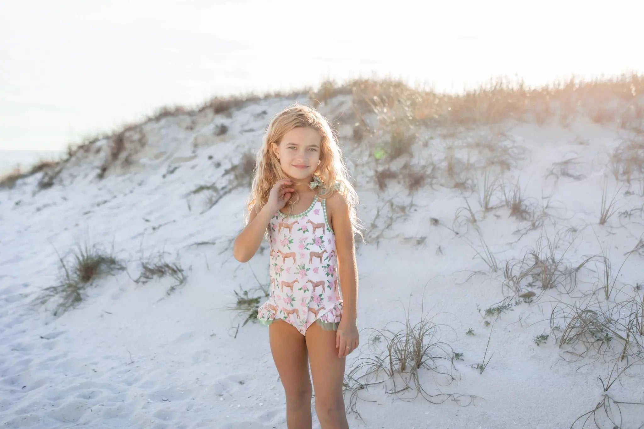 Girls Horse Ruffle Swimsuit - Bridle Up Hope Shop