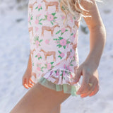 Girls Horse Ruffle Swimsuit - Bridle Up Hope Shop