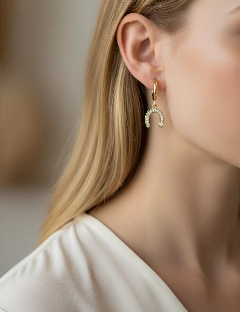 Golden Horseshoe Huggie Earrings - Bridle Up Hope Shop