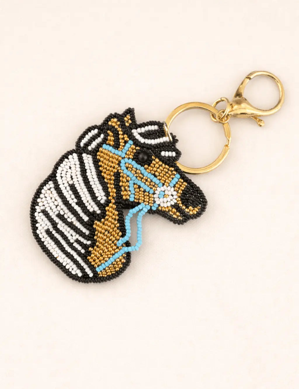 Golden Palomino Horse Hand - Beaded Keychain - Bridle Up Hope Shop