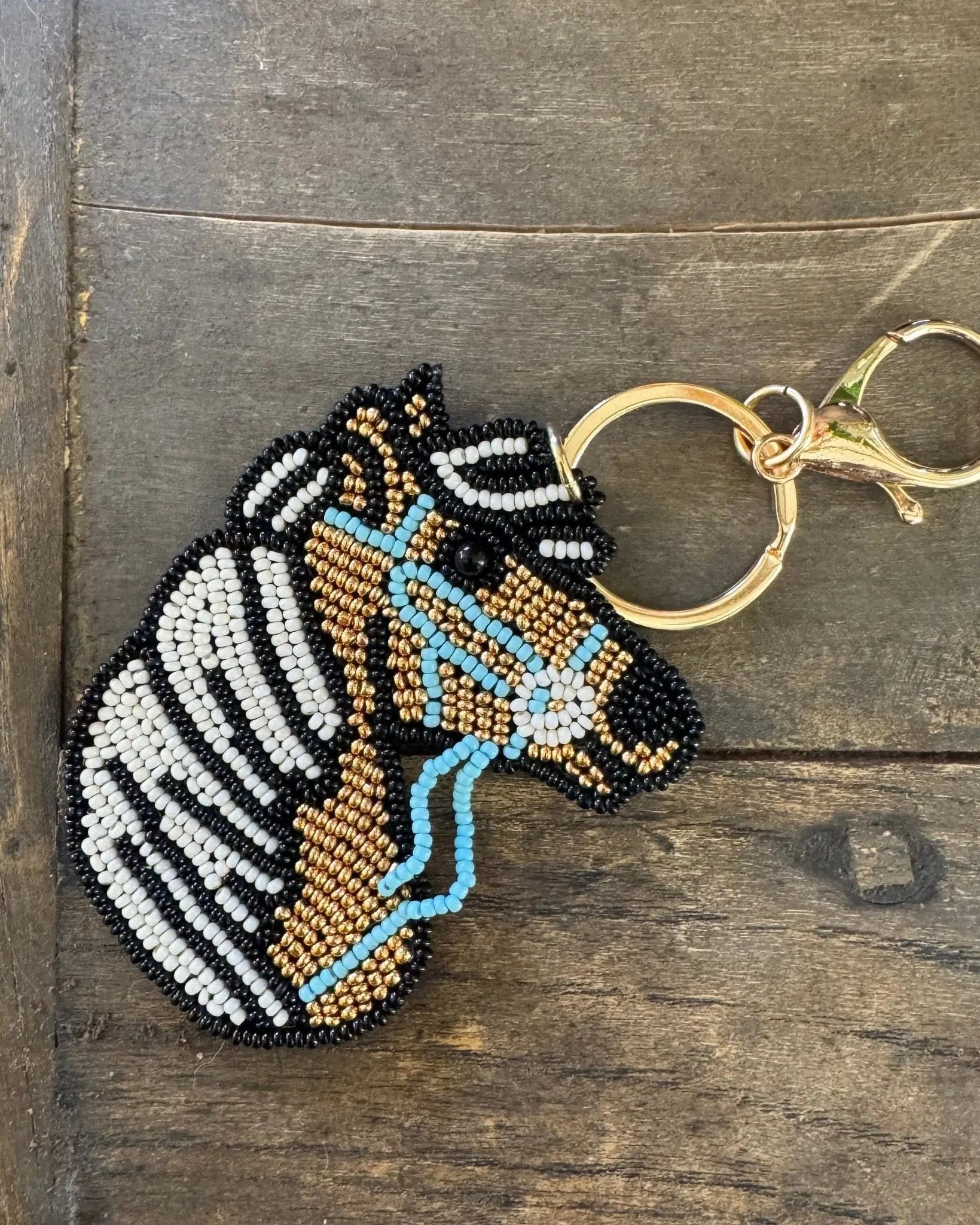 Golden Palomino Horse Hand - Beaded Keychain - Bridle Up Hope Shop