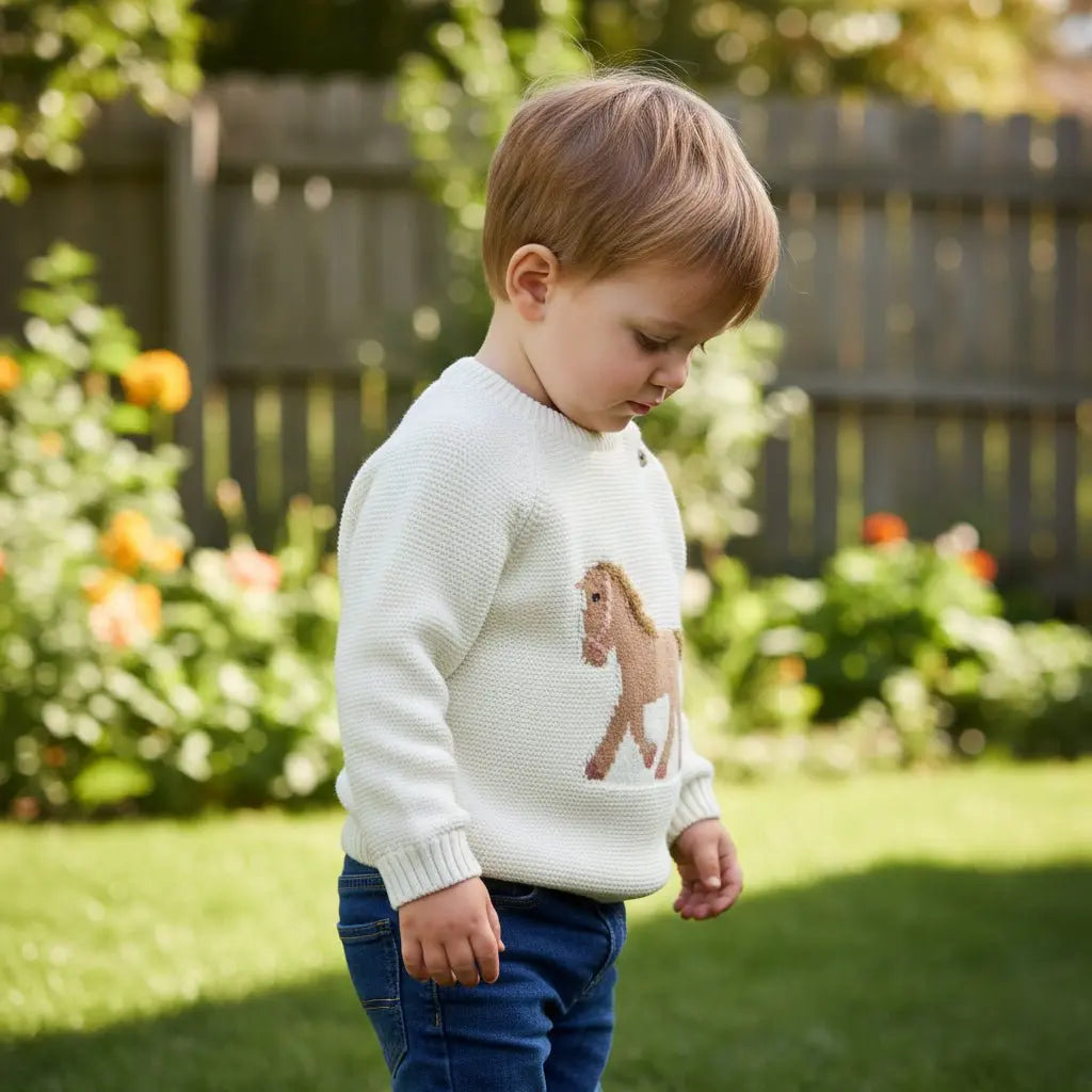 Gwenny Horse Sweater (Cream) - Bridle Up Hope Shop