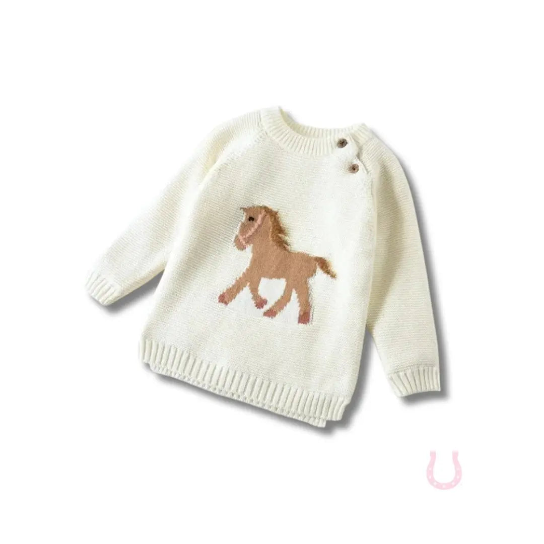Gwenny Horse Sweater (Cream) - Bridle Up Hope Shop