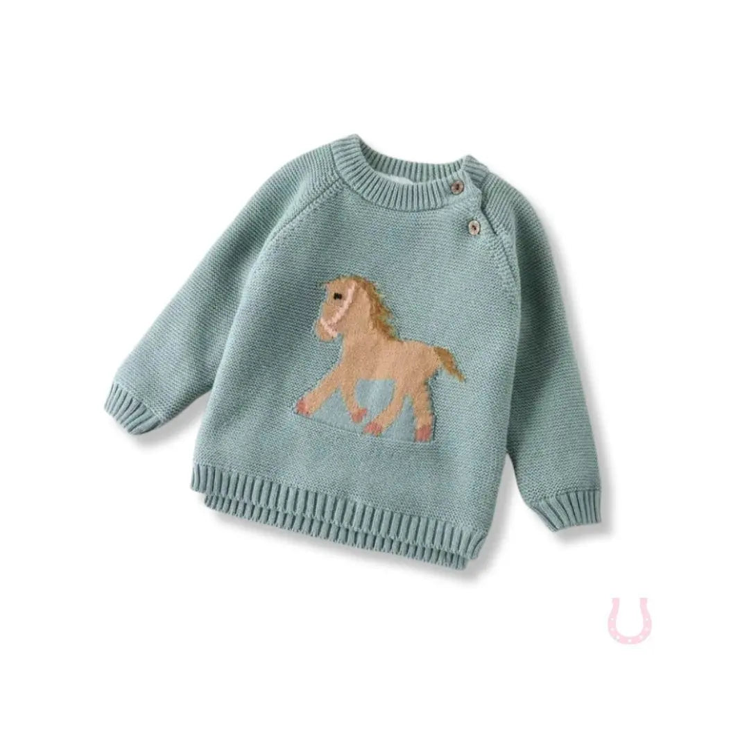 Gwenny Horse Sweater (Seafoam) - Bridle Up Hope Shop